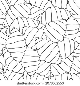 Fondo sin soldadura de la línea croissant. Ilustración vectorial