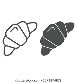 Croissant line and solid icon, sweets pastry concept. Vector graphics. Sweet bun, bakery sign on white background, outline style icon for mobile or web design