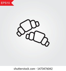 Croissant line thin icon on grey background. Vector illustration eps10.