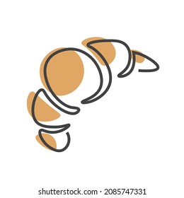 Croissant linear icon. Bakery symbol. Logo concept. Vector illustration isolated on white background.