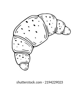 Croissant linear sketch .Vector illustration.
