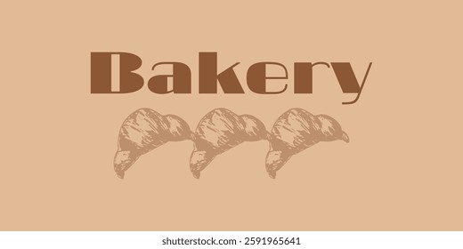 Croissant, logo. Croissant dough doodle linear vector  for bakery, confectionery. Vector sketch