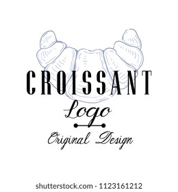 Croissant logo original design, retro emblem for bakery shop, cafe, restaurant, cooking business, brand identity vector Illustration on a white background