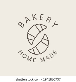 Croissant logo vector. Bakery logo design.