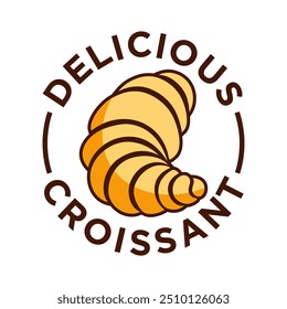 Croissant logo vector illustration template, simple emblem of croissant with white background
