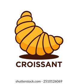Plantilla de la Ilustración vectorial del logotipo del cruasán, emblema simple del cruasán, con la sombra