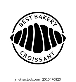 Croissant logo Plantilla de Ilustración vectorial blanco y negro, mejor panadería