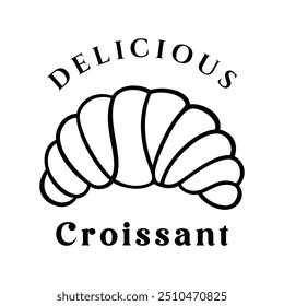 Croissant logo vector illustration template, simple emblem of croissant black and white