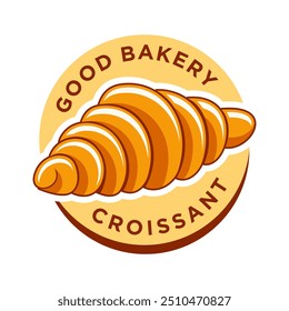 Modelo de ilustração do vetor do logotipo do croissant, emblema simples do croissant, boa padaria