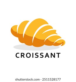 Croissant logo vector illustration template with shadow