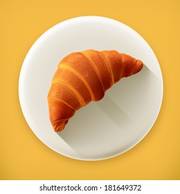 Croissant, long shadow vector icon