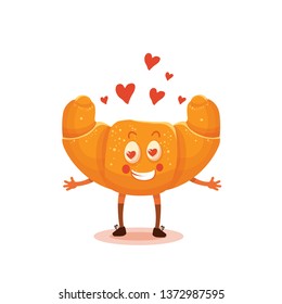 croissant in love character vector