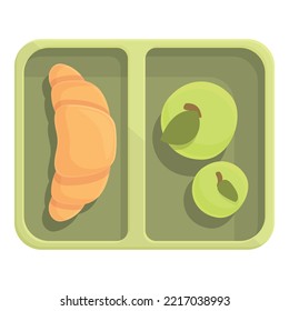 Croissant lunch icon cartoon vector. Healthy meal. Time pack