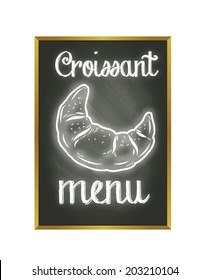 croissant menu chalk doodle with blackboard background