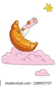 Croissant mom and baby. Print for family on t-shirt.