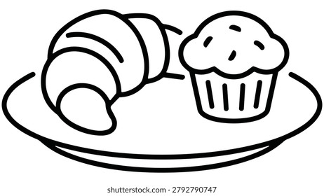 Croissant and muffin on a plate