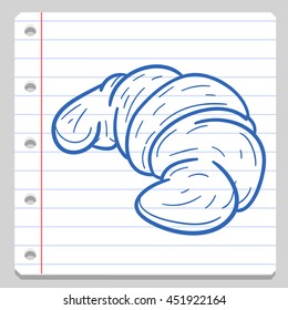 Croissant Notebook School Doodle Icons Hand Made vector Sketch