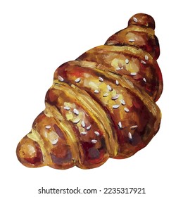 croissant oil painting, pastry painting on white background, print on canvas