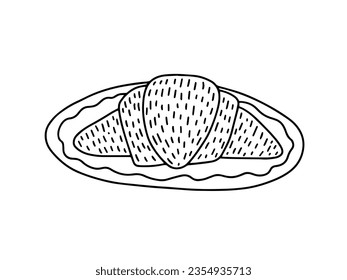croissant on plate vector doodle sketch