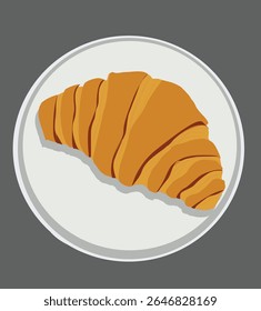 Croissant  on plate.french baked goods. Bake product for lunch, breakfast. 