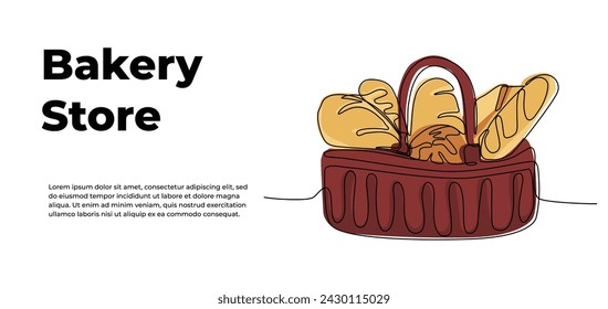 Croissant one continuous line design. Decorative elements drawn on a white background.