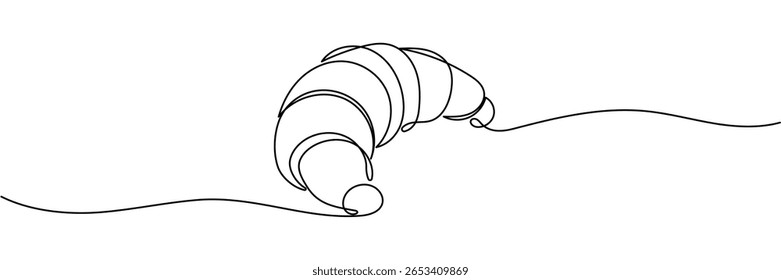 Croissant. One line drawing vector illustration. Editable stroke