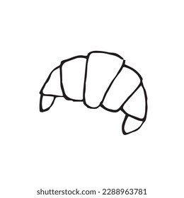 croissant, vector de dibujo de contorno sobre fondo blanco