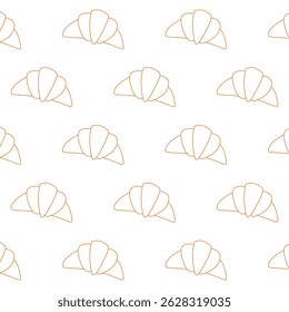 Croissant outline seamless pattern. Seamless pattern for texture, textiles, packaging, and simple backgrounds.