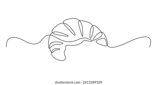 Croissant outlines Continuous one line drawing vector illustration