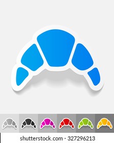 croissant paper sticker with shadow. Vector illustration