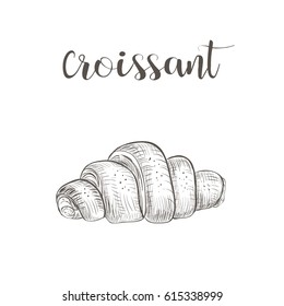 Croissant pastries. Sketch of a vintage style hand drawing. Vector illustration
