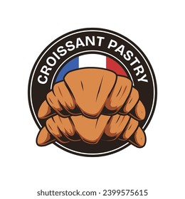 croissant pastry logo design template