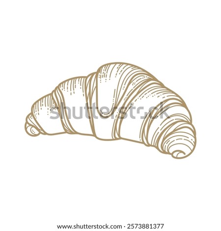 Croissant Pastry Vector Illustration, Croissant Bread Doodle Sketch Vector Image, Dessert Croissant Line Art Image Vector Illustration.