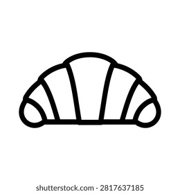 Croissant pastry vector outline on transparent background.