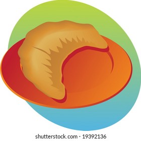 Pan de pasto croissant en ilustración de placa naranja