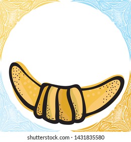 Croissant and pattern background. Vector illustration