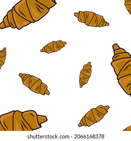 Patrón croissant alimento dulce vectorial pastelería crema sabrosa