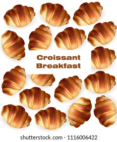 Croissant pattern Vector. Sweet fresh dessert breakfast menu