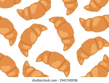 Croissant pattern wallpaper. Croissant on white Plate. 