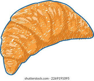 Croissant pencil colour sketch simple style illustration