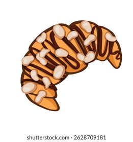 Croissant with pistachio and butter cream hand drawn color vector