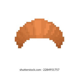 Croissant pixel art. 8 bit bagel pixelated. Vector illustration