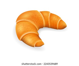 Croissant. Ilustración vectorial realista aislada en fondo blanco.