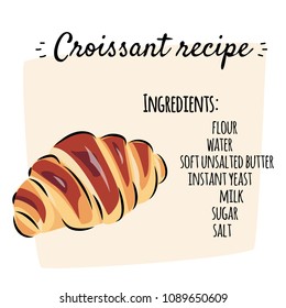 Croissant recipe vector illustration.