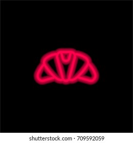 Croissant red glowing neon ui ux icon. Glowing sign logo vector