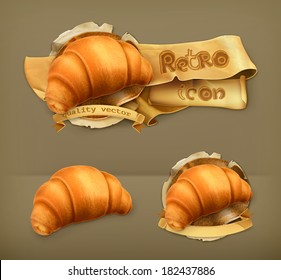 Croissant, retro vector icon
