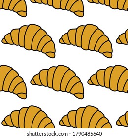 croissant seamless doodle pattern, vector illustration