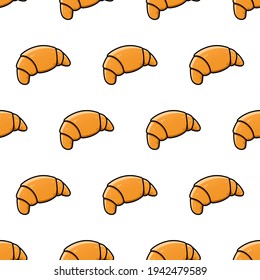 Croissant seamless pattern. Big beautiful mouth-watering croissant for recipes and menus. Bakery product. Vector illustrations for websites, culinary magazines and blogs.