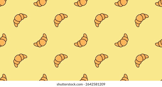 croissant seamless pattern, cartoon wallpaper in flat style, delicious breakfast