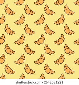 croissant seamless pattern, cartoon wallpaper in flat style, delicious breakfast